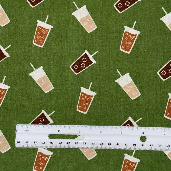 Iced Coffee Cotton Fabric by Quilter's Showcase in Green - 1/2 Yard - Picture 2 of 5